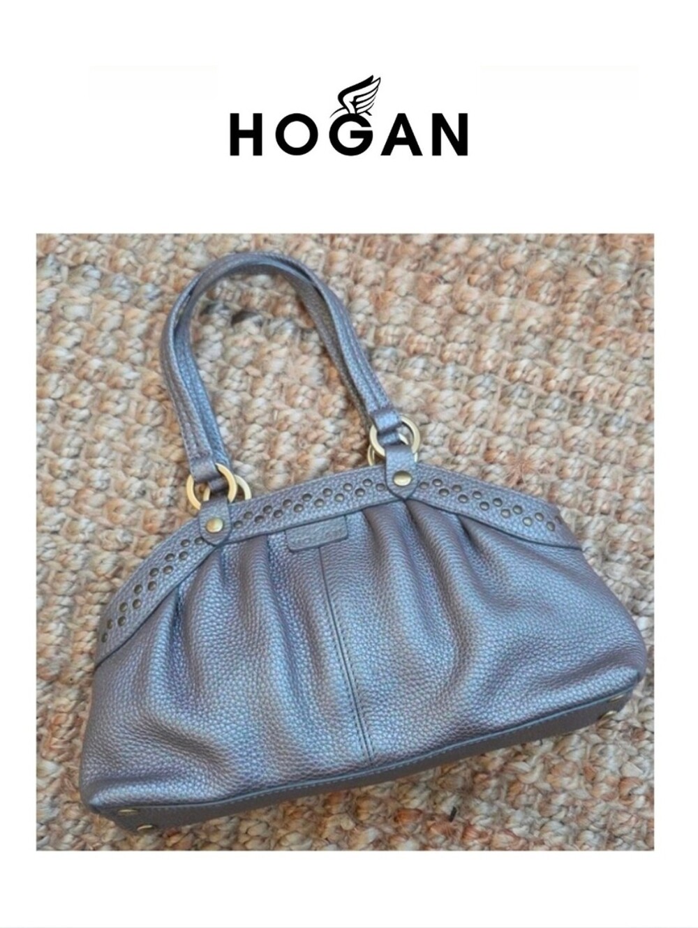 {HOGAN} Pebble Leather Gray Handbag
